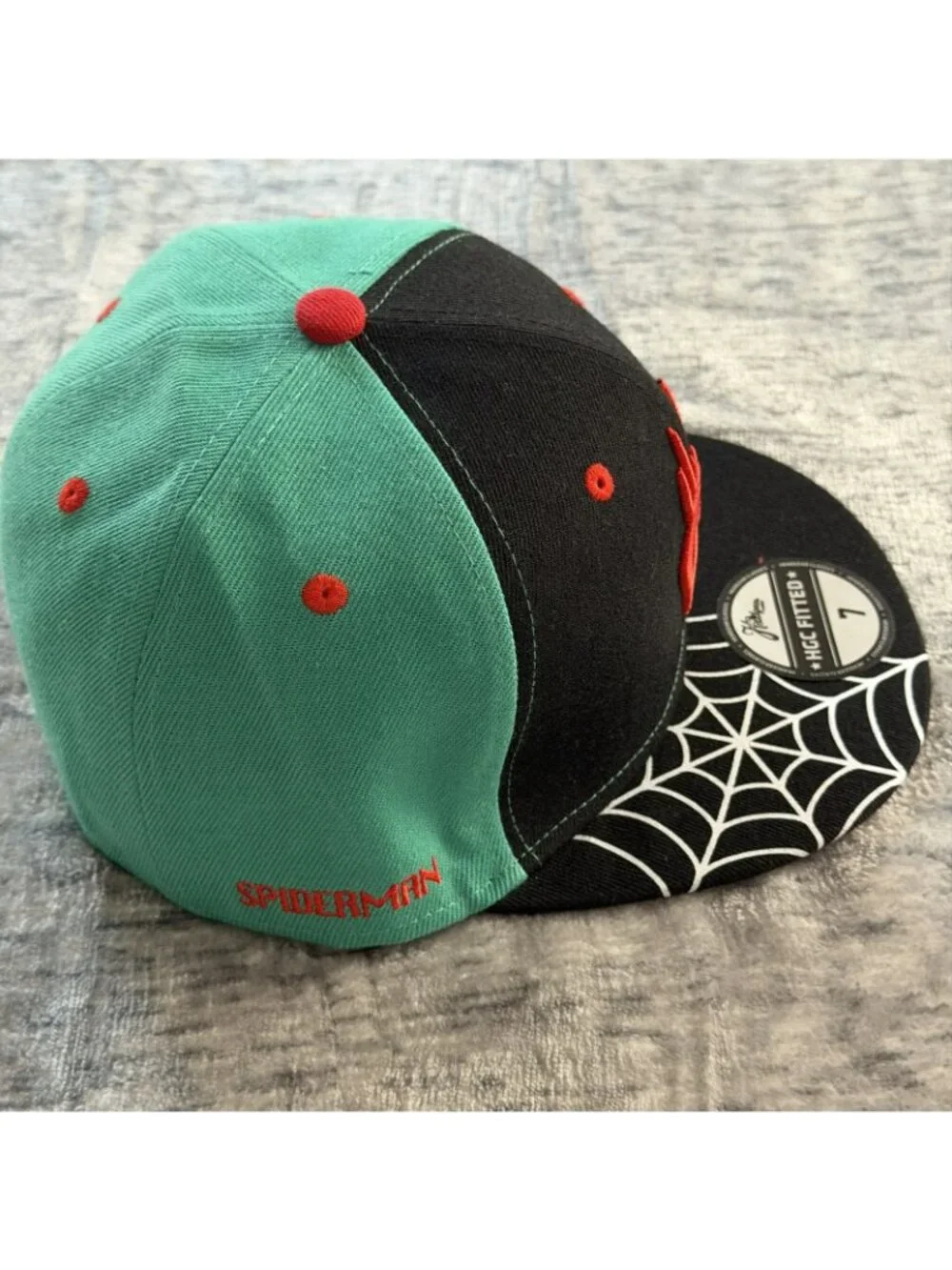 Headgear Classics Spider-Man Into The Spider-Verse Fitted Hat Size 7 Teal Black